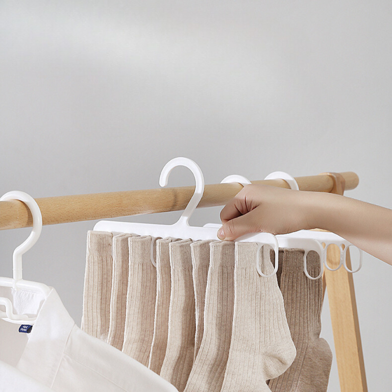 Durable Multi-Hook Socks Hanger - Space-Saving Design, Pack of 2, Easy Organization