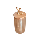 برطمان زجاج مع غطاء خشبي مع شكل غزالة - حجم وسط