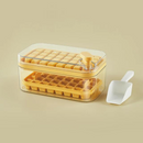 Press-to-Release Ice Cube Tray with Lid - Easy Ice Cube Removal and Stackable Design for Freezer