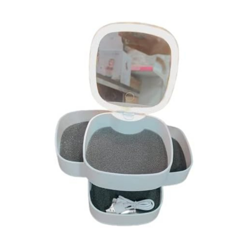 Rotating Accessories Organizer 4 Layers With Lid Mirror