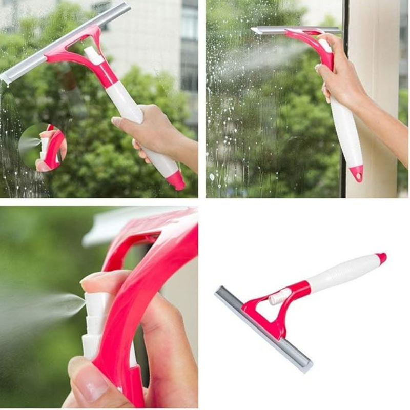 2 In 1 Soft Silicone & Spray Bottle Car Windshield Cleaner