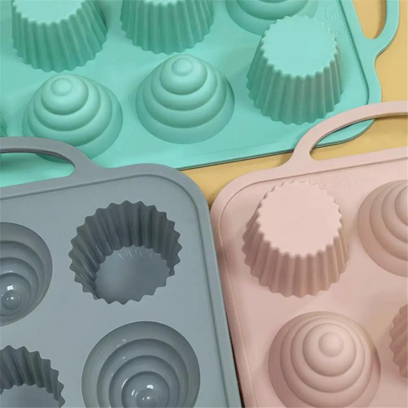 12-Cup Delight: Non-Stick Silicone Round Mini Cake Mold for Perfect Puddings, Muffins, and Biscuits