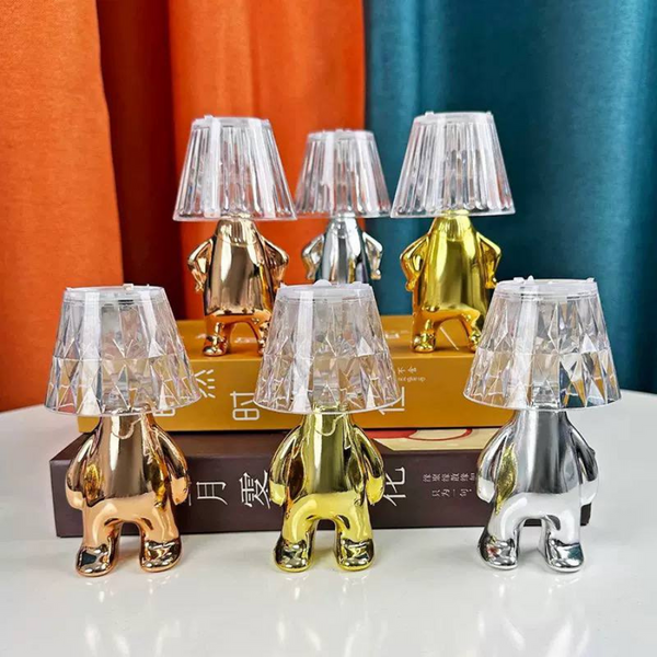 Thinker Little Golden Man Night Light - Mini Light - Silver and Golden