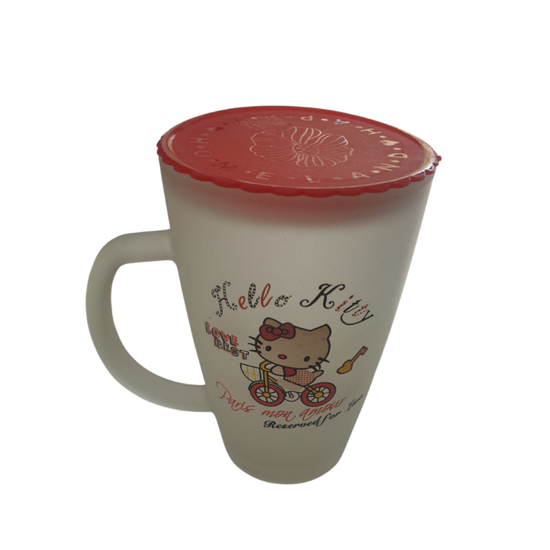 Frosted Printed Glass Mug with Lid