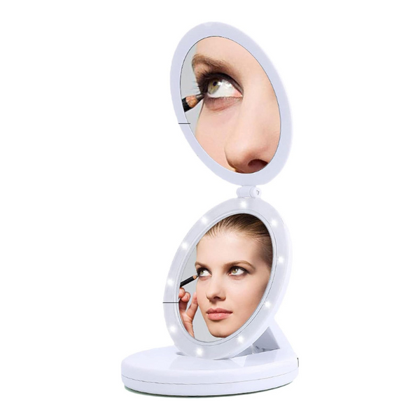 Led Compact Mirror with Lights and Magnification