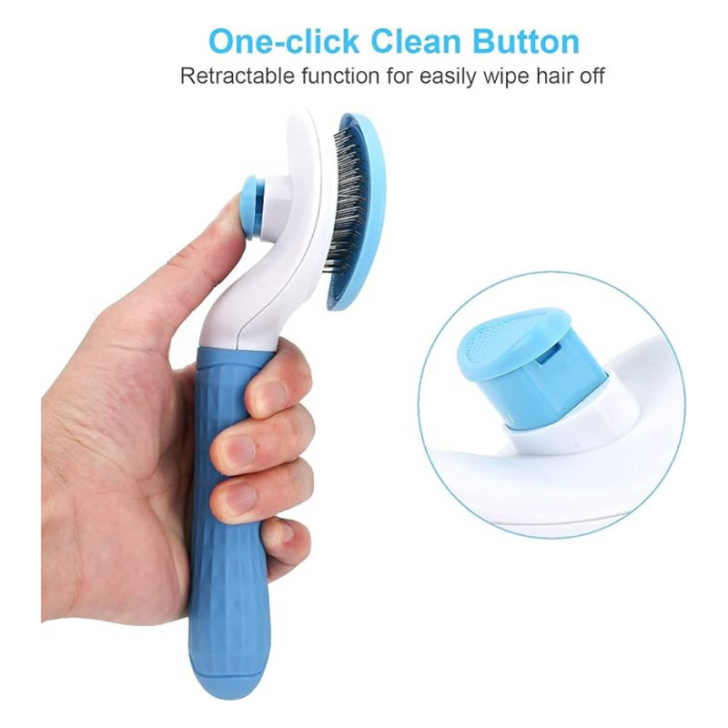 Self-Cleaning Pet Grooming Brush With Ergonomic Handle For Cats And Dogs - Easy Hair Removal And Comfort