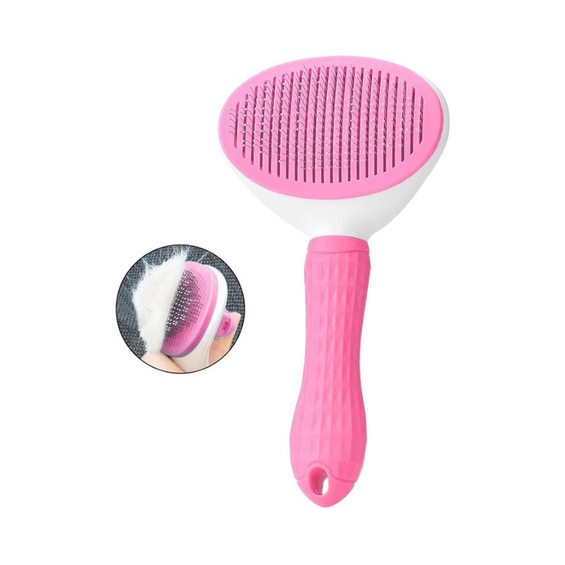 Self-Cleaning Pet Grooming Brush With Ergonomic Handle For Cats And Dogs - Easy Hair Removal And Comfort