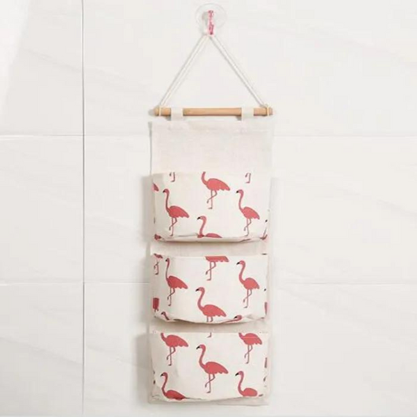 Flamingo 3 Pockets wall hanging storage bags organizer