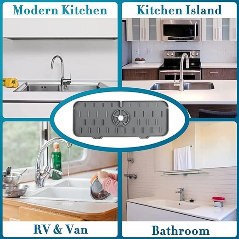 Kitchen Sink Splash Guard, Silicone Faucet Handle Drip