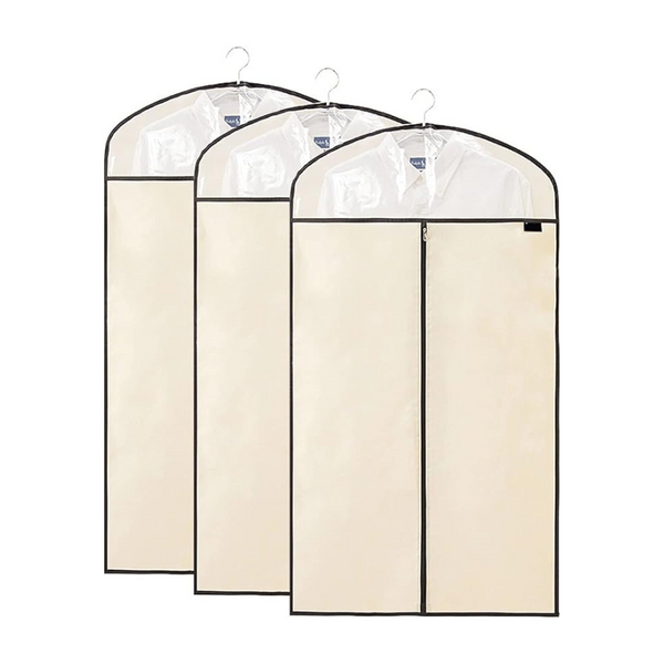 Long Closet Hanging Clothes Dust Cover Waterproof Garment Bag - Beige