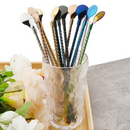 Colorful Stainless Steel Straw Spoon Set – 6-Piece Reusable Cocktail & Beverage Stirring Straws