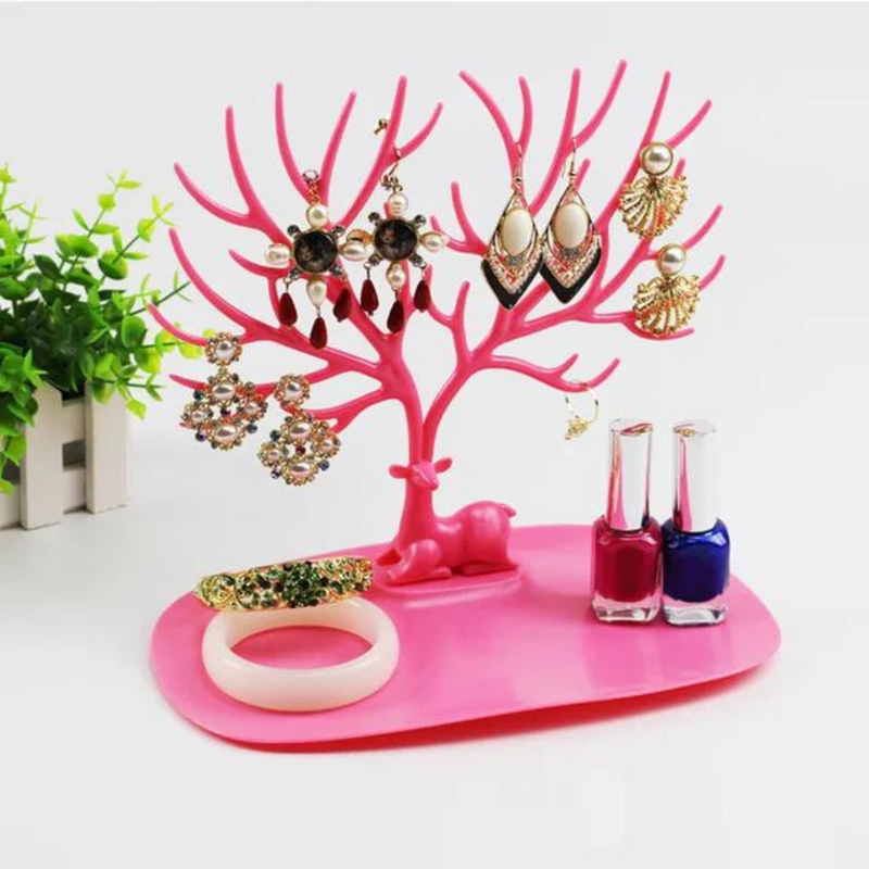Plastic Jewelry Organizer Deer Shape - Pink