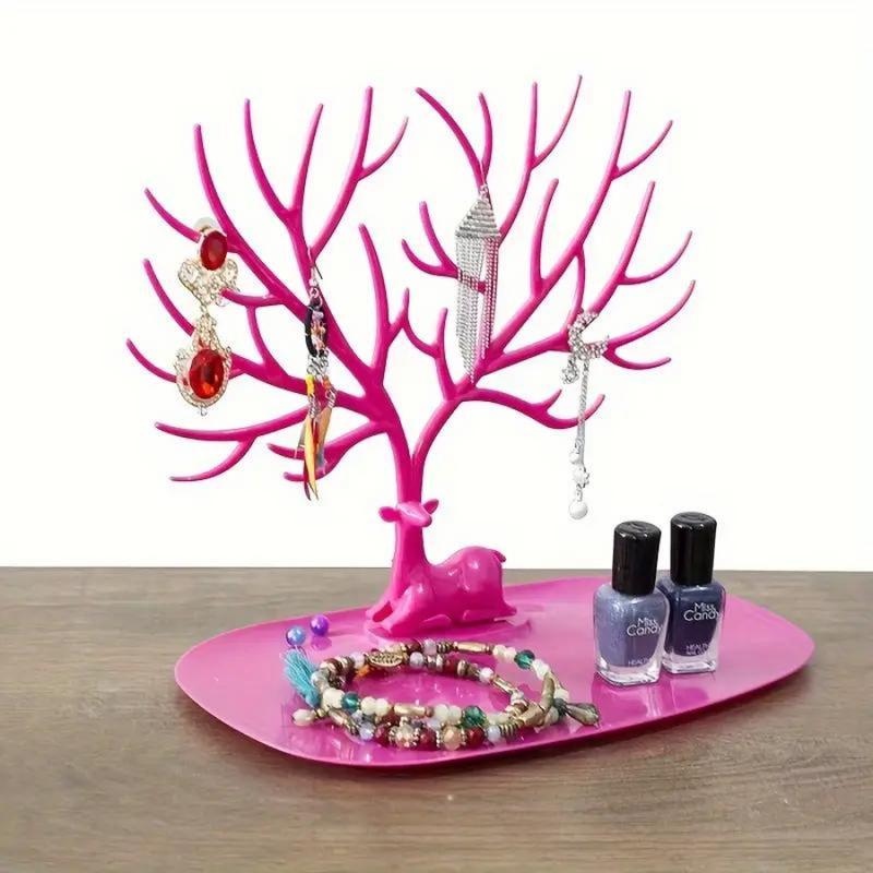 Plastic Jewelry Organizer Deer Shape - Pink
