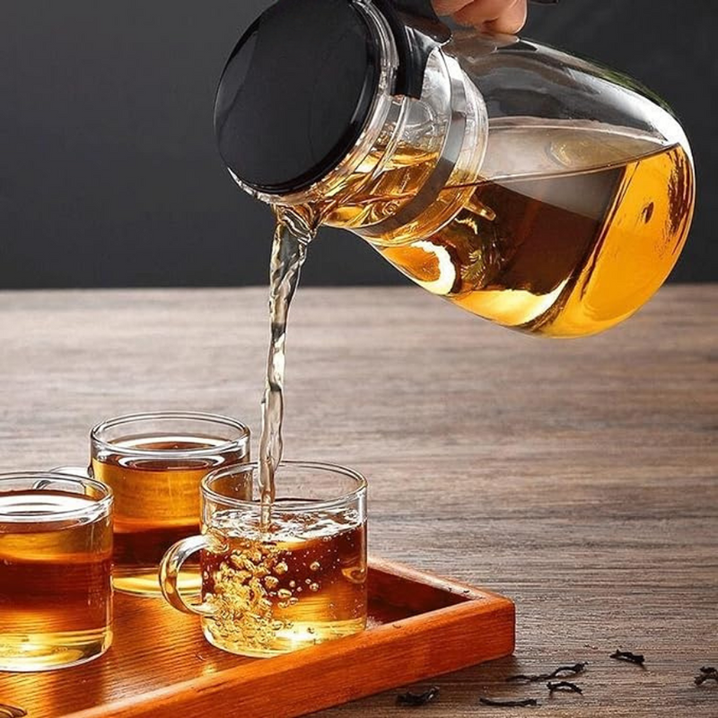 وعاء الشاي الزجاجي المنزلي إبريق الشاي مع فلتر لإبريق الشاي