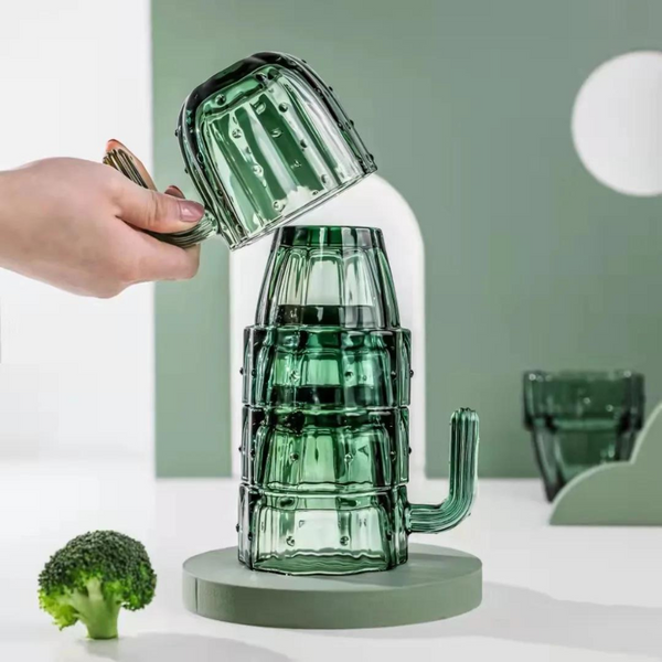 4Pcs Set Nordic Cactus Glass Cup Creative Water Glass Coffee Mug - 240 ml