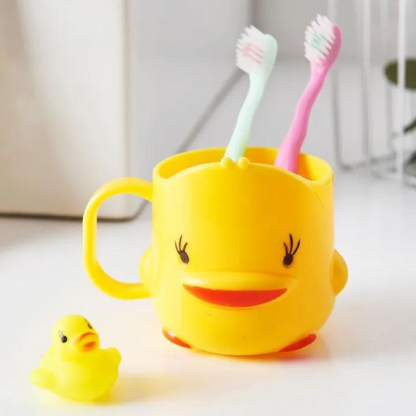 كوب حامل لفرش الاسنان متعدد الاستخدام على شكل طائر اصفر 