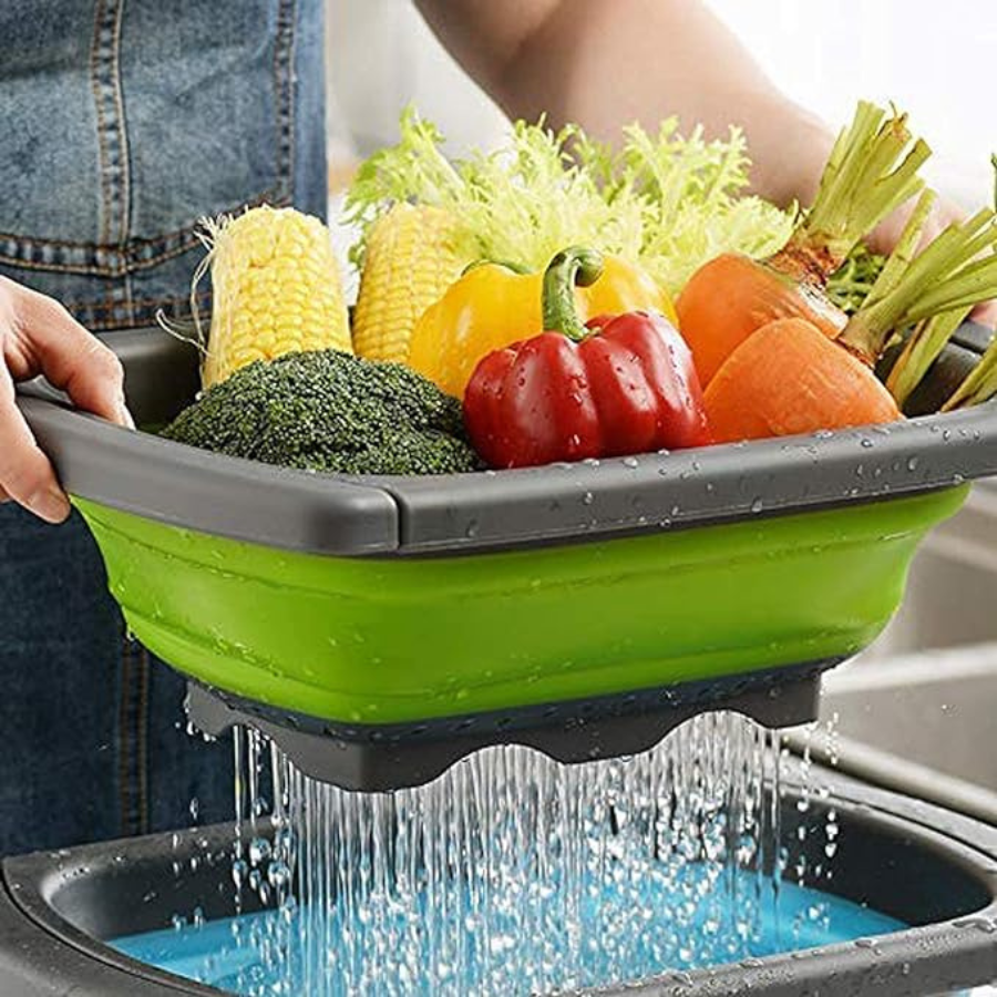 Silicone Vegetable Fruit Washing Foldable Food Drainer Basket