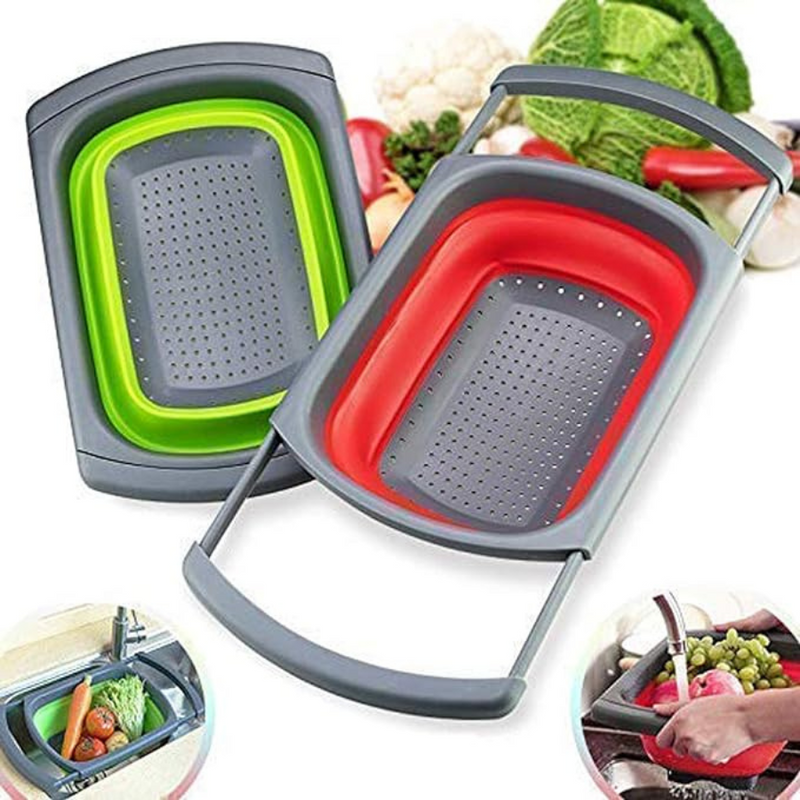 Silicone Vegetable Fruit Washing Foldable Food Drainer Basket