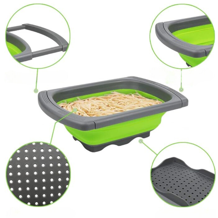 Silicone Vegetable Fruit Washing Foldable Food Drainer Basket