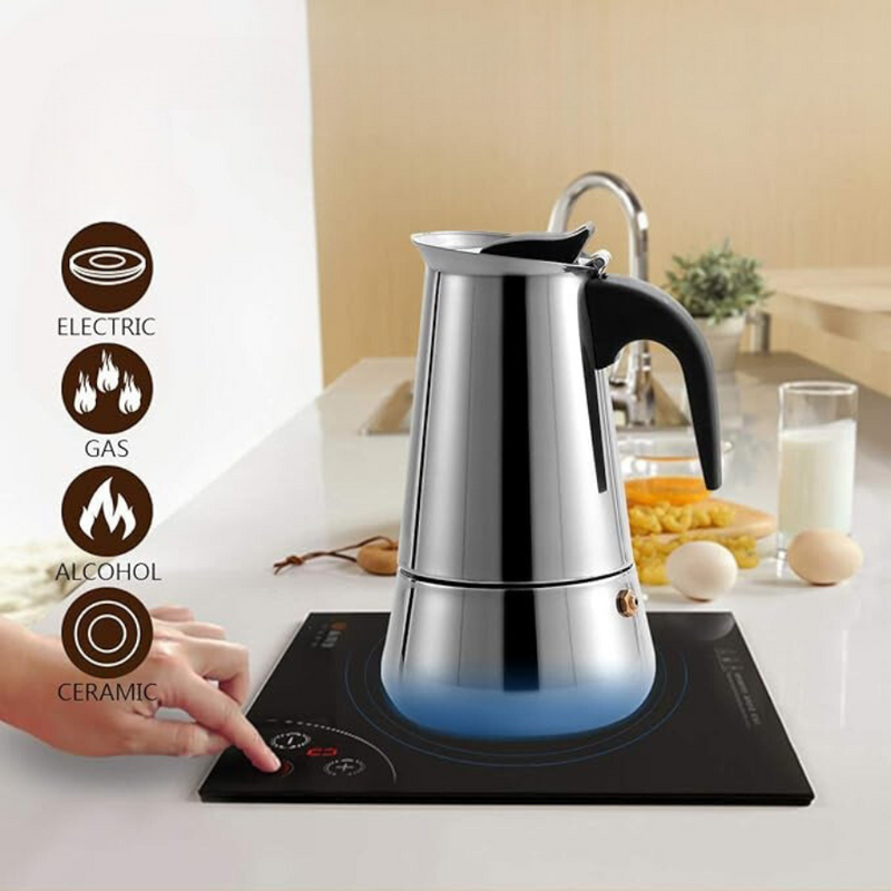 صانع الاسبرسو من الستانلس ستيل - 4 فناجين