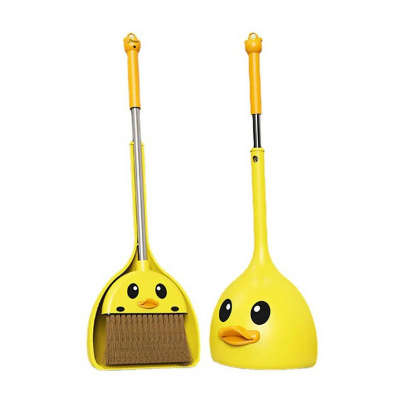 Yellow Duck Broom and Dustpan Set Cartoon House