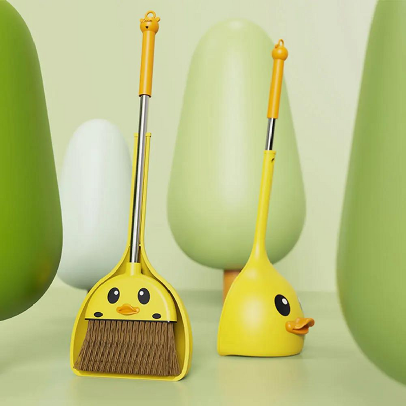 Yellow Duck Broom and Dustpan Set Cartoon House