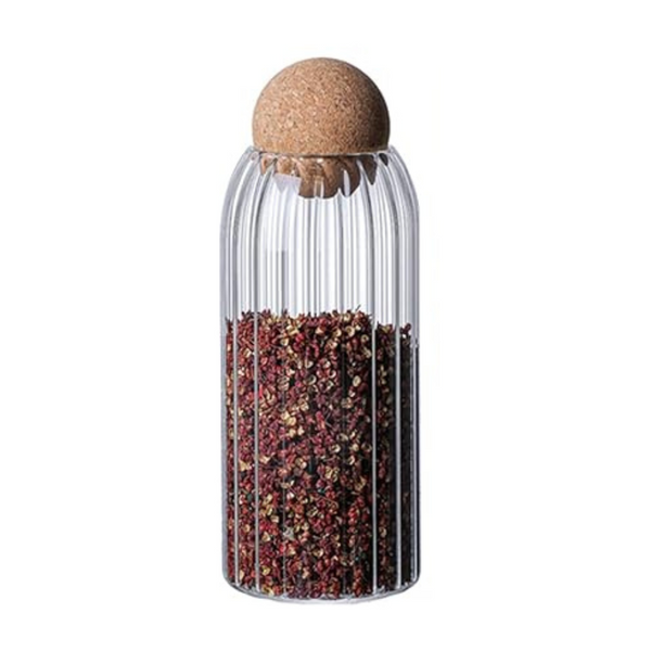 1 Piece Glass Food Storage Containers with Cork Lid - 1000 ML