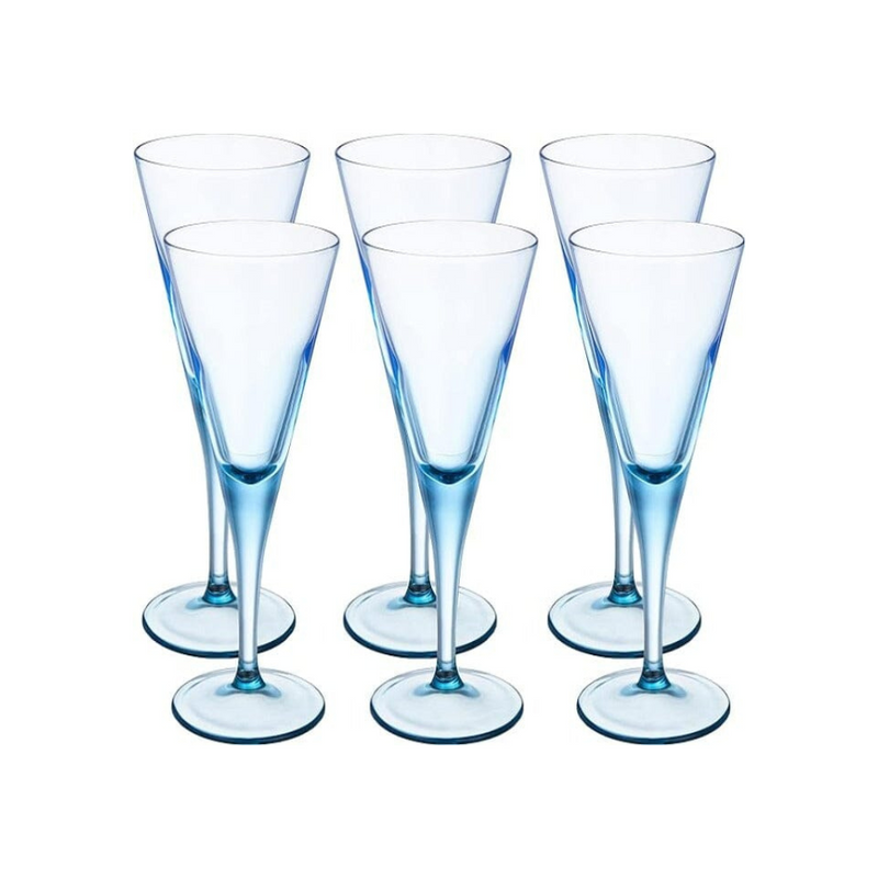 Pasabahce Glassware, Set of 6 Pcs, V-Line, 44325, 200 ml - Blue