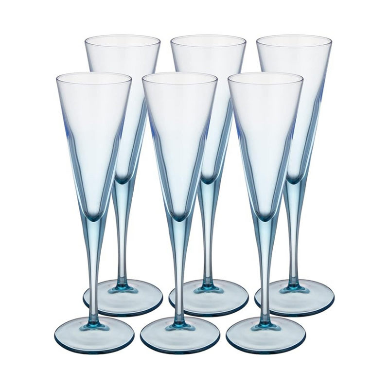 Pasabahce Glassware, Set of 6 Pcs, V-Line, 44305, 150 ml - Blue