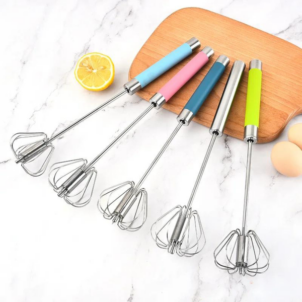 Egg Beater Semi-automatic Whisk Stainless Steel - Random Colors
