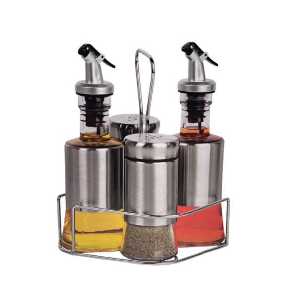 Cruet Oil Bottles and Spice Jars Set of 5 Pieces