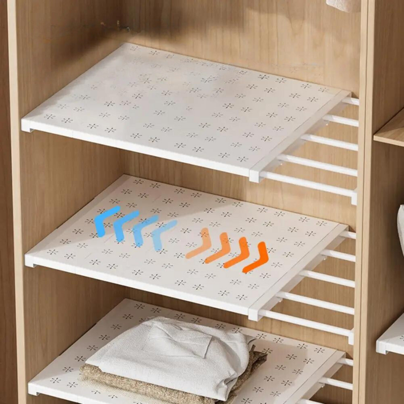 Adjustable Closet Shelf Organizer – Expandable Storage Rack for Wardrobe, Kitchen & Bathroom