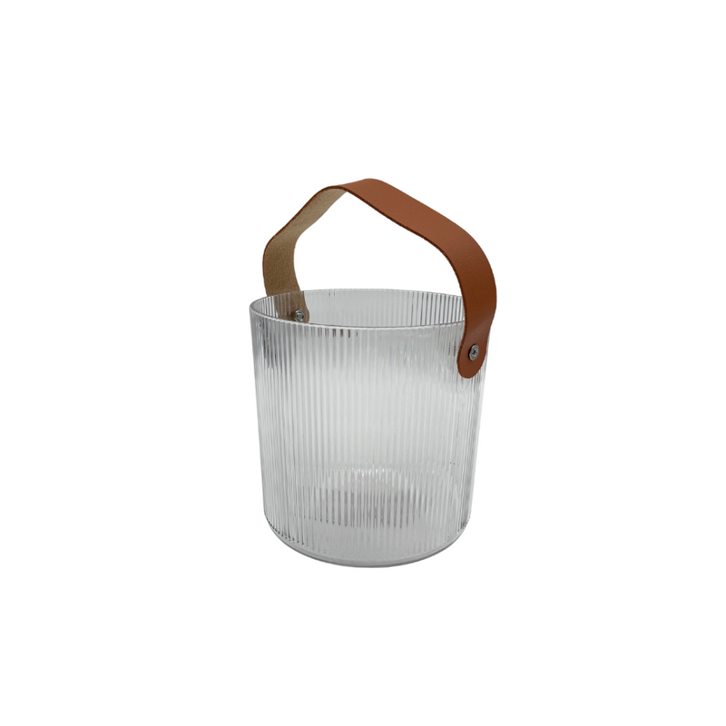 Small Acrylic Ice Bucket + Tog With Leather Holder
