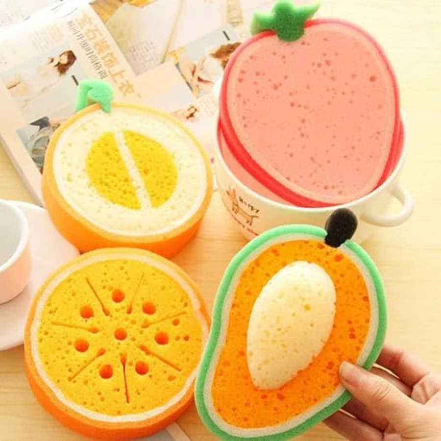 Set of 2 Pieces - Cute Fruit Shaped Bath Sponges