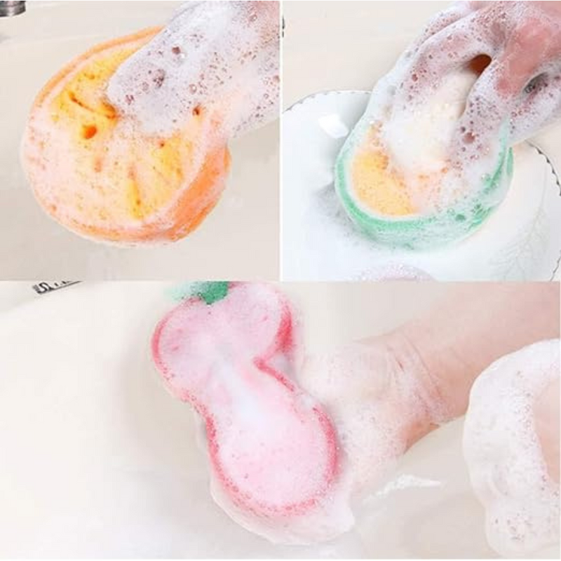 Set of 2 Pieces - Cute Fruit Shaped Bath Sponges