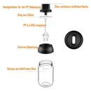 برطمان توابل من الزجاج مع معلقة صغيرة - 250 مل - لون اسود