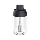 برطمان توابل من الزجاج مع معلقة صغيرة - 250 مل - لون اسود