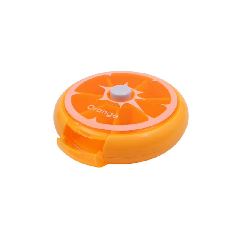 علبة حفظ حبوب الدواء مقسمة بالضغط - برتقالي