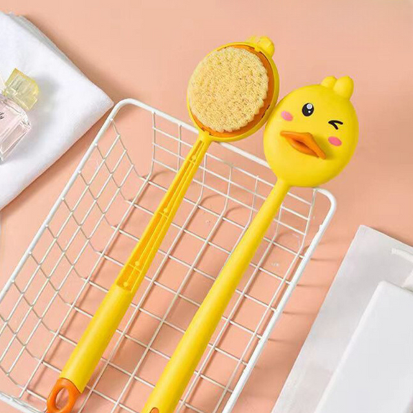 Body Bath Brush Cute Egg Yellow Duck Bath Long Handle Brush All-round Cleansing Skin Remove Dirt Bath Tool