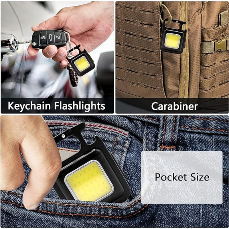 Mini Led Torch Flashlight Lumens Cob Rechargeable Keychain