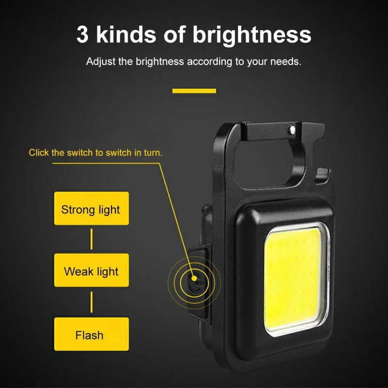 Mini Led Torch Flashlight Lumens Cob Rechargeable Keychain