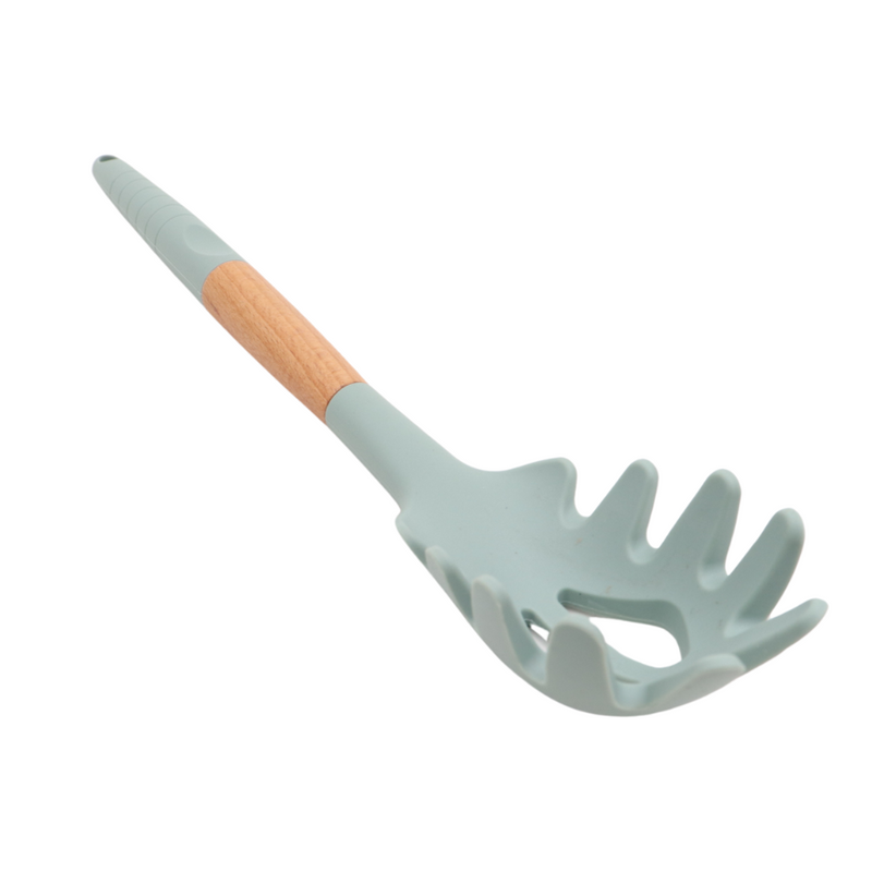 Silicone Serving Spaghetti  Spoon With Wooden Handle