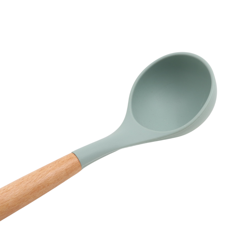 Silicone Serving Ladle With Wooden Handle