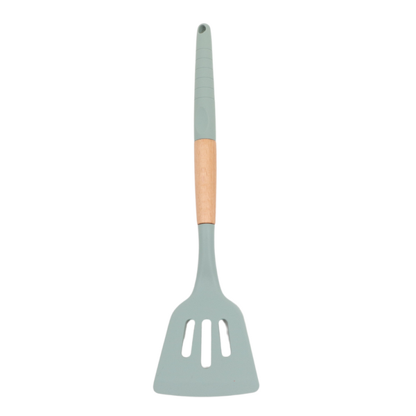 Silicone Serving Skimmer With Wooden Handle