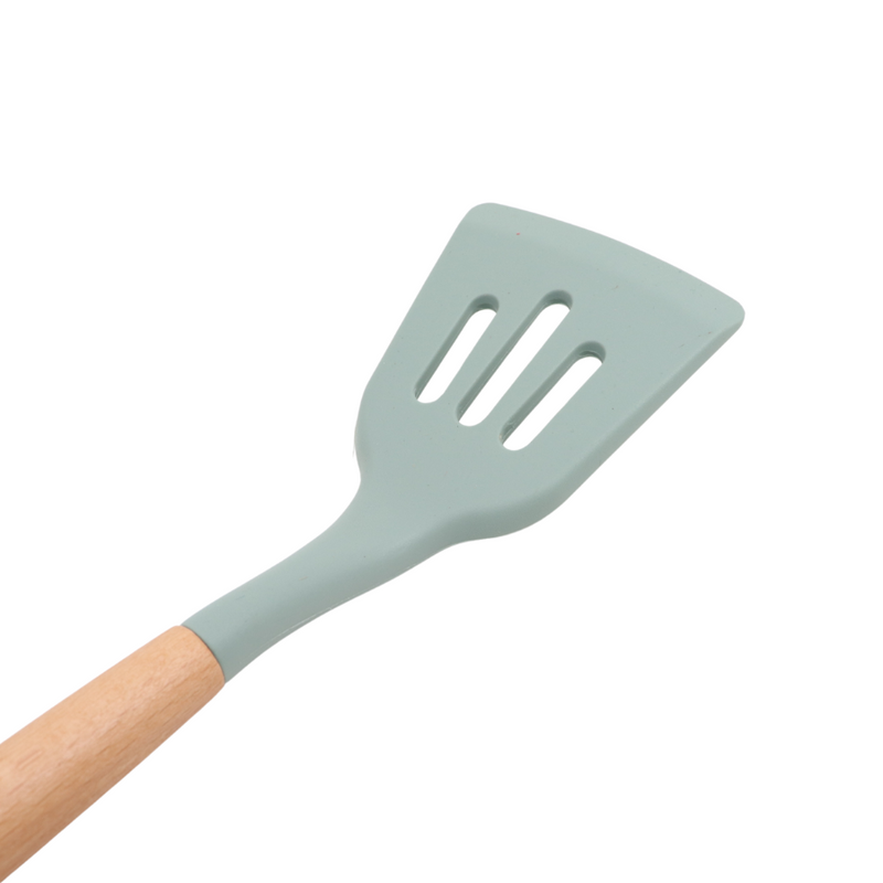 Silicone Serving Skimmer With Wooden Handle