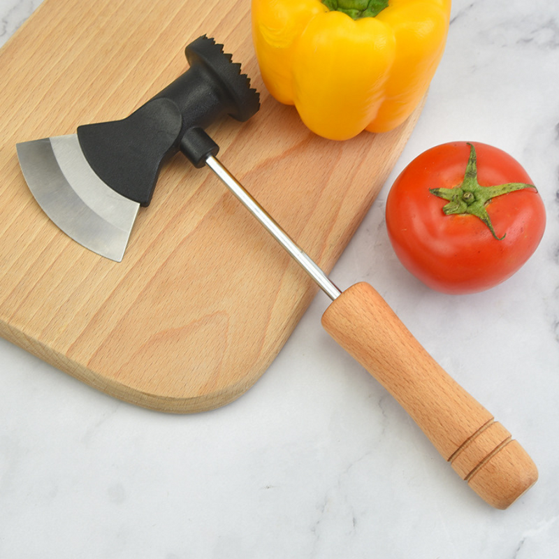 ساطور و مطرقة اللحوم و الخضروات مع ماسك خشبي