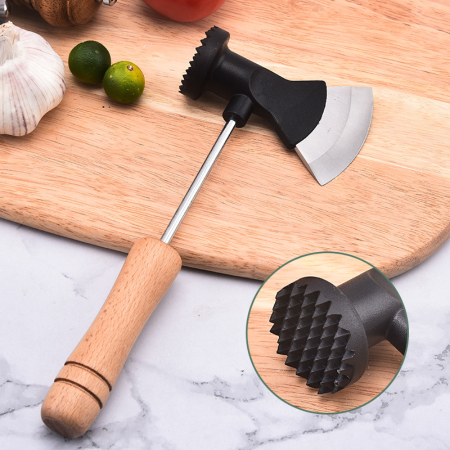 Meat and Vegetables Axe With Hammer and Wooden Handle