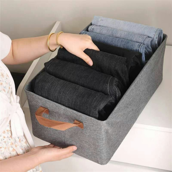 Folding Clothes Storage Box - Grey