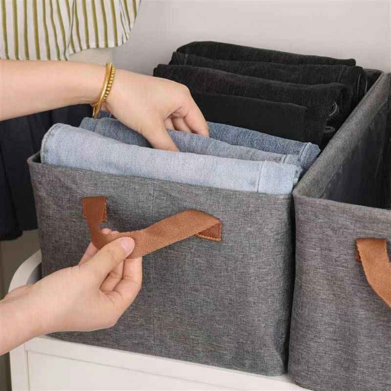 Folding Clothes Storage Box - Grey