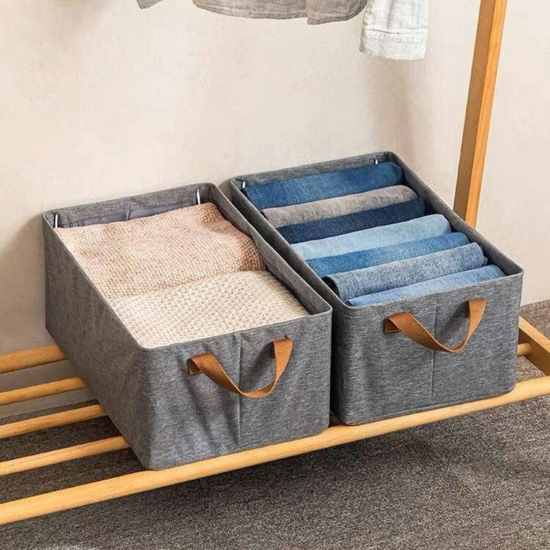 Folding Clothes Storage Box - Grey